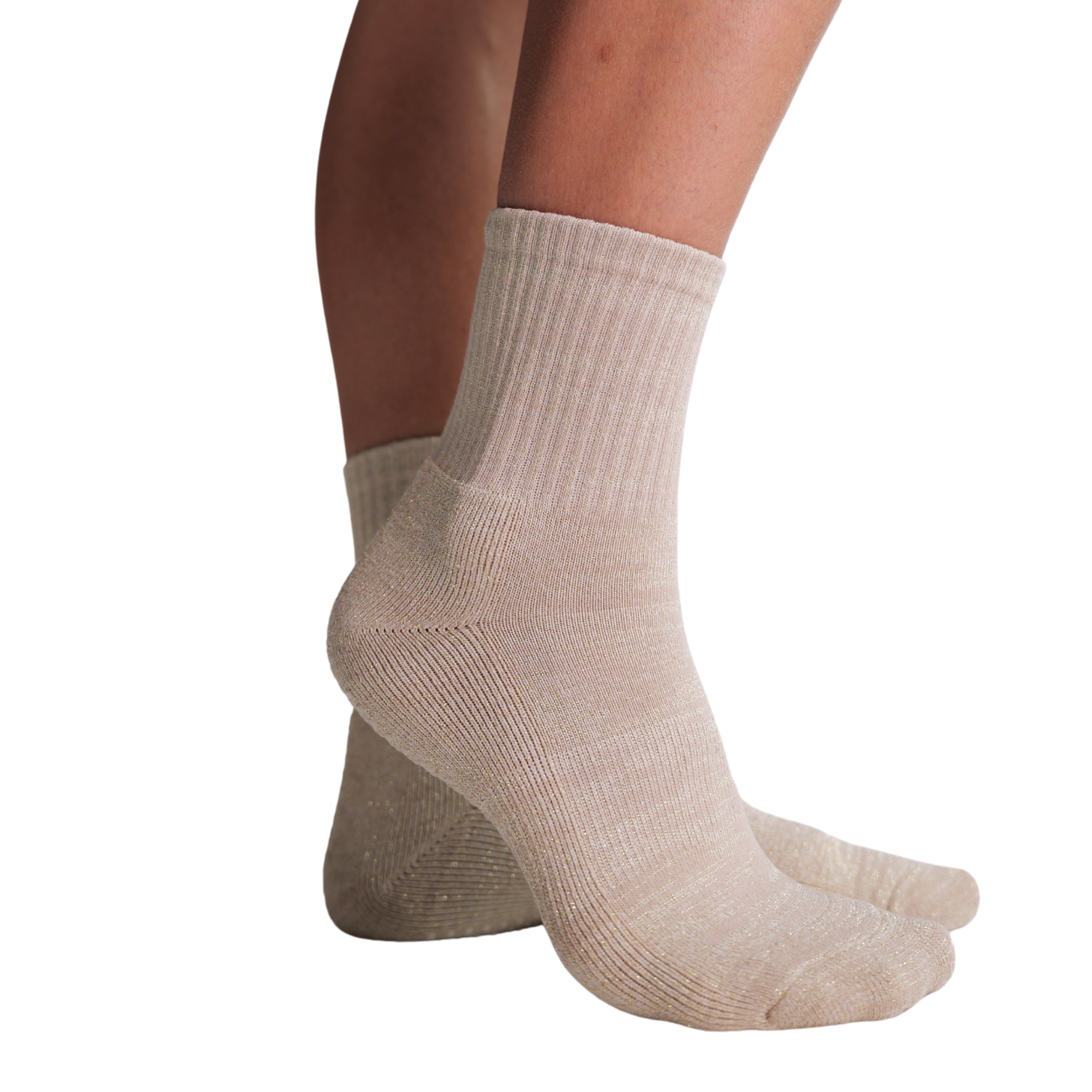 Grip Socke "Glitzer beige"