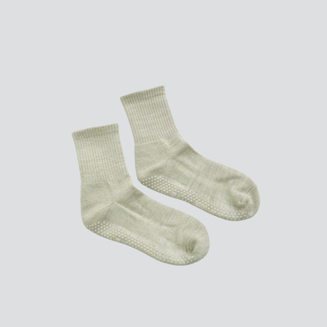 Grip Socke "Glitzer beige"