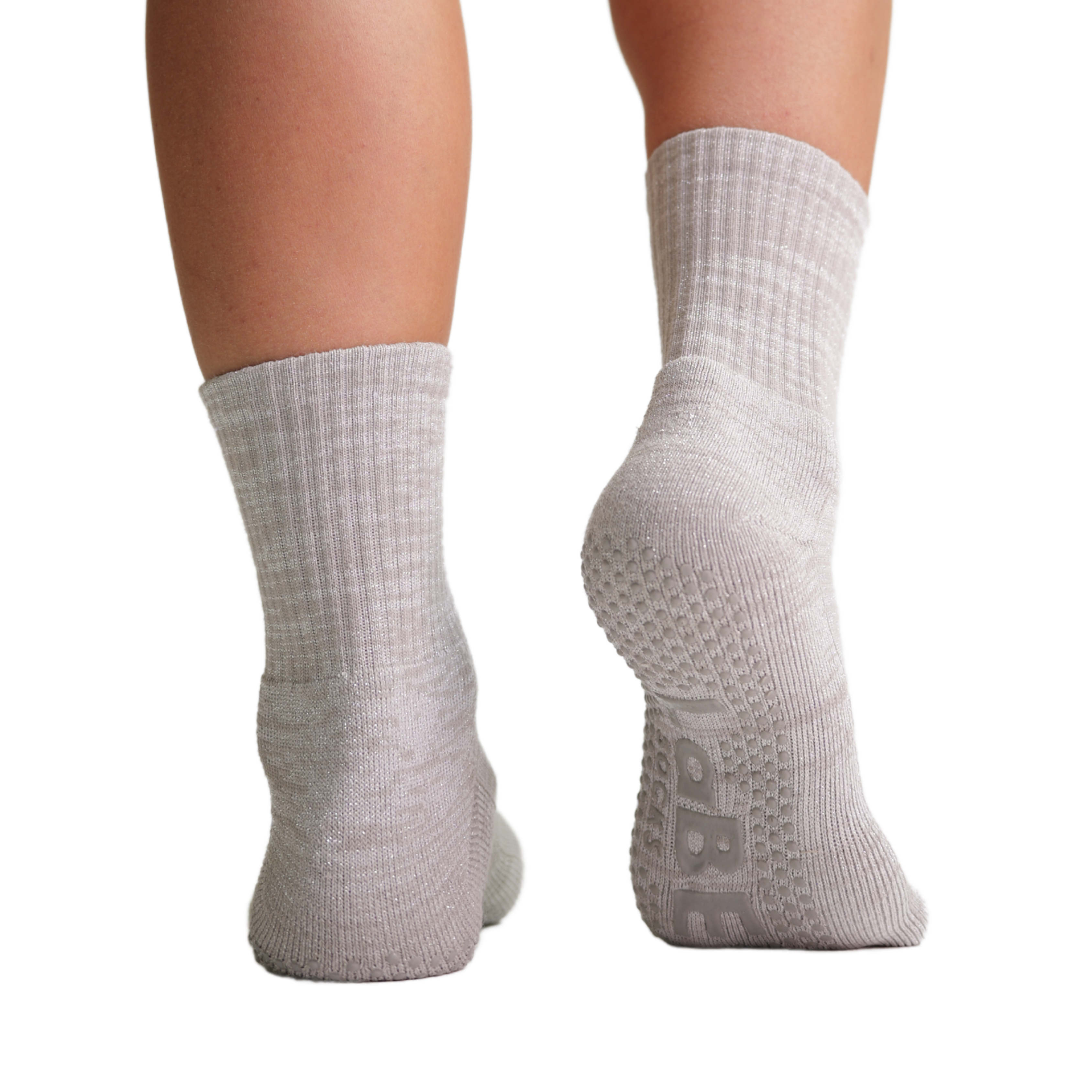 Grip Socke "Glitzer grau"