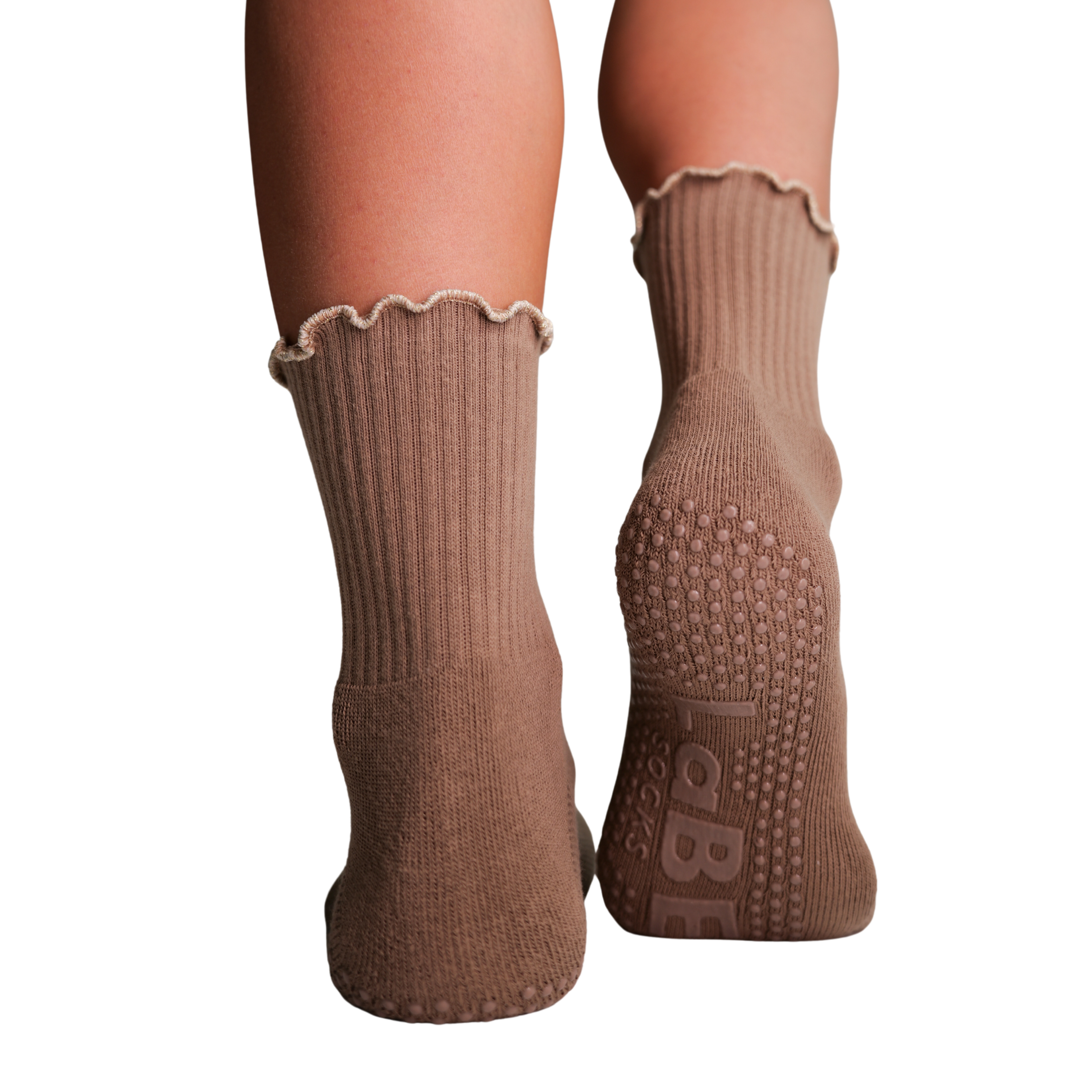 Grip Socke "braun mit Glitzerbund"