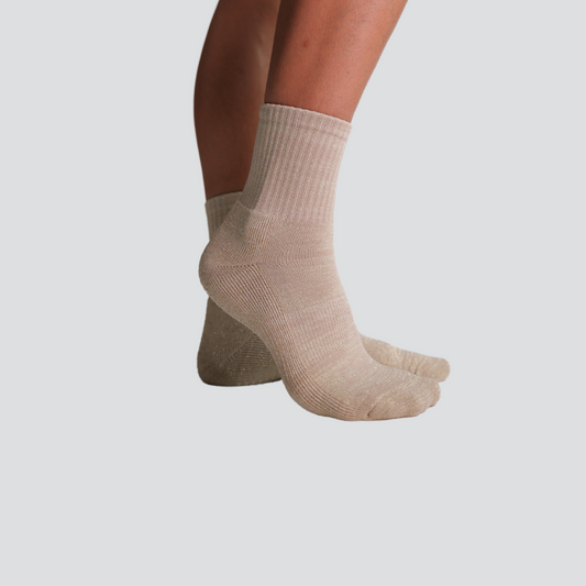 Grip Socke "Glitzer beige"