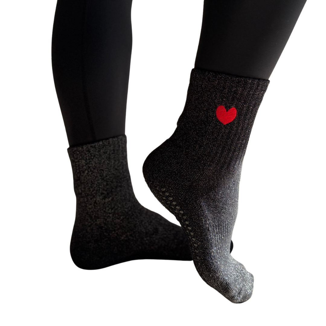 Grip Socke &quot;Glitzer großes Herz&quot;