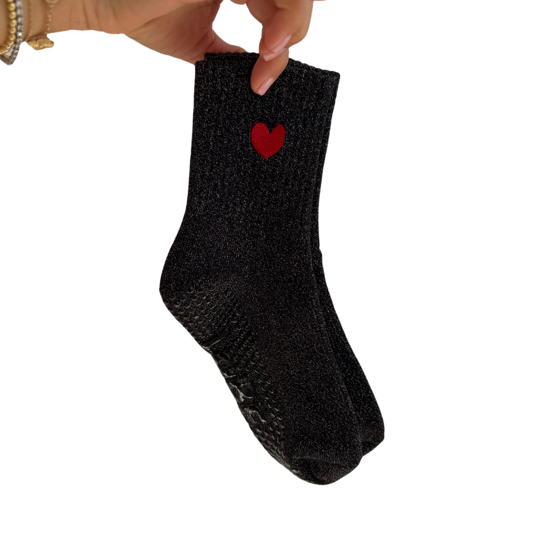 Grip Socke &quot;Glitzer großes Herz&quot;