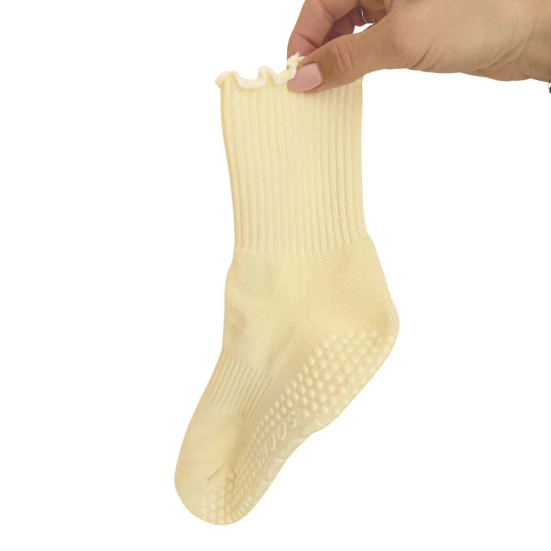Grip Socke "hell-gelb mit Wellenrand"