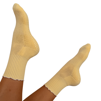 Grip Socke "hell-gelb mit Wellenrand"