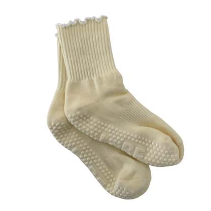 Grip Socke "hell-gelb mit Wellenrand"