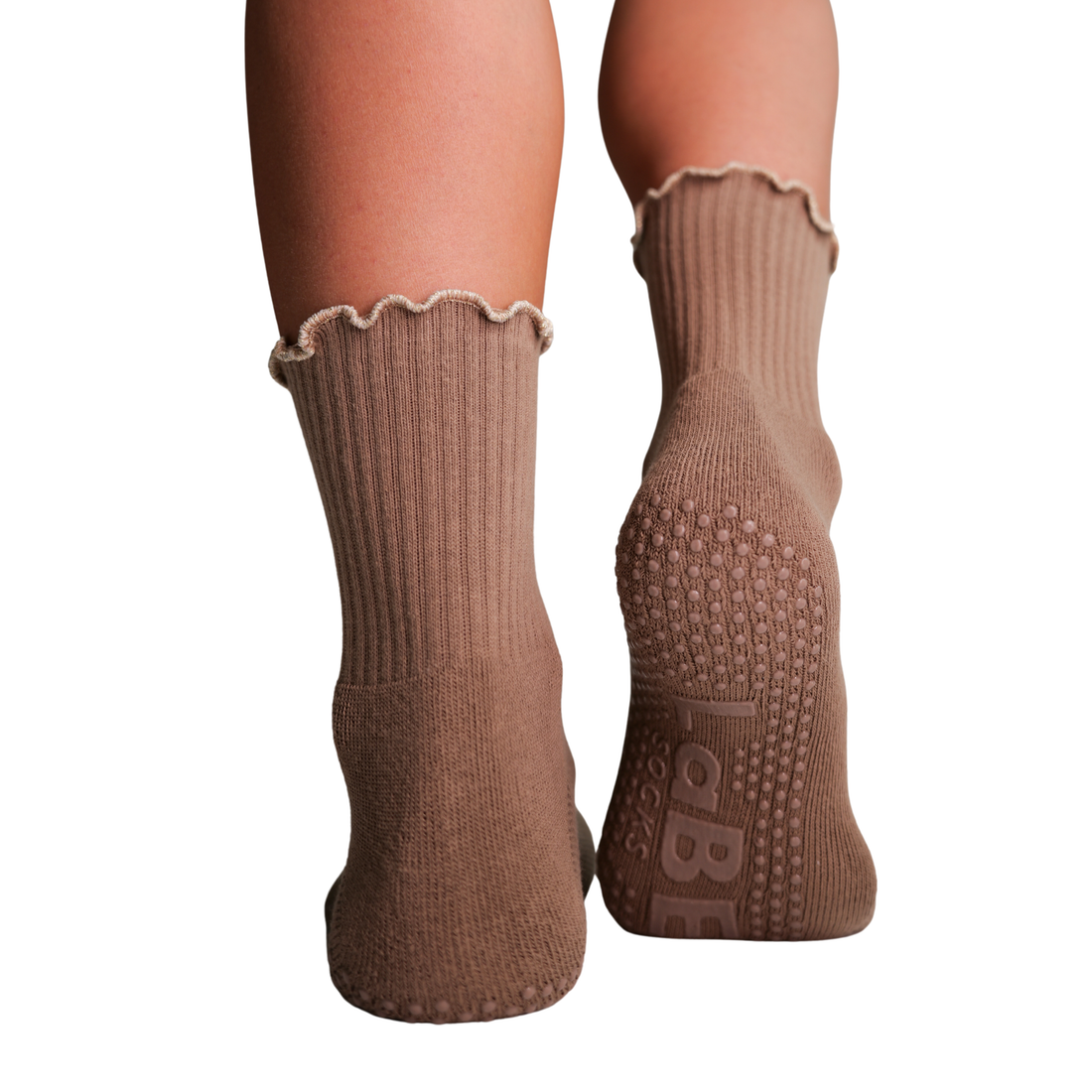 Grip Socke &quot;braun mit Glitzerbund&quot;